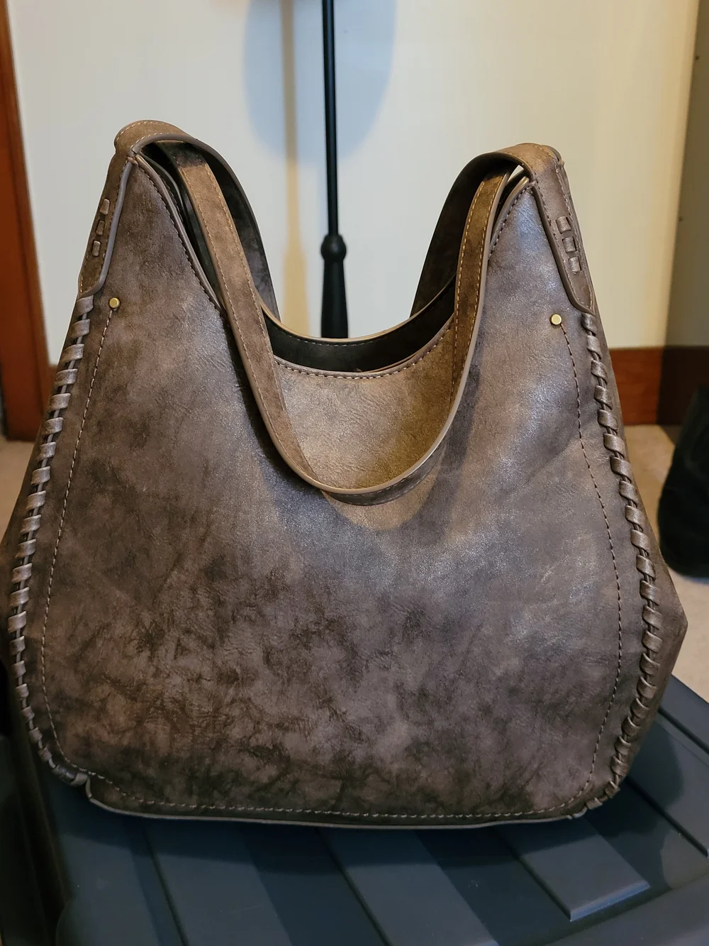 Style & Co. Distressed Brown Vegan Leather Hobo Shoulder Bag BRAND NEW